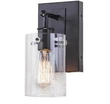 Load image into Gallery viewer, Regan 4.5 in. 1-Light Espresso Bronze Bathroom Vanity Light with Clear Glass Shade
