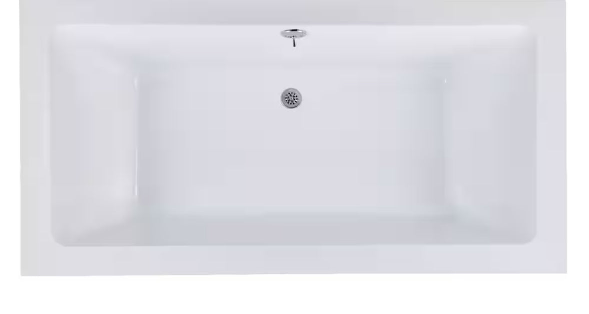 60 in. x 32 in. Rectangular Acrylic Soaking Drop-In Bathtub, with Center Drain in Polished Chrome