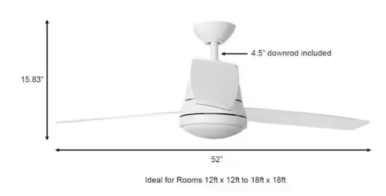 Caprice 52 in. Integrated LED Indoor Matte White Ceiling Fan with Light Kit and Remote Control