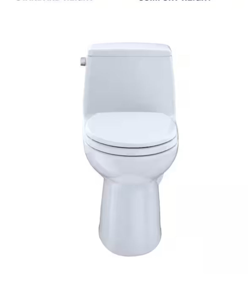 Eco UltraMax 1-Piece 1.28 GPF Single Flush Elongated Standard Height Toilet in Cotton White, SoftClose Seat Included