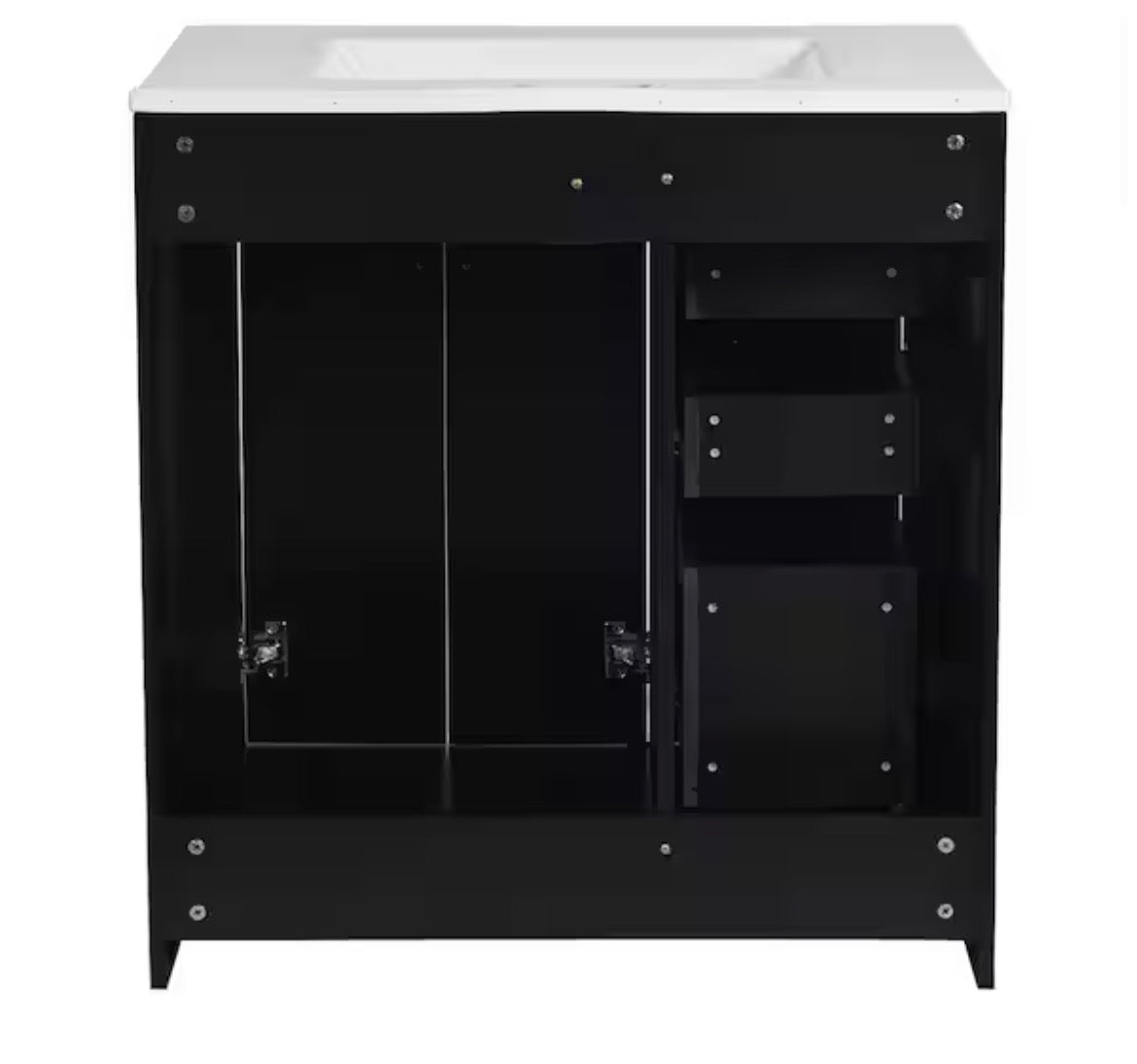 30 in. W x 18.3 in. D x 34 in. H Single Sink Freestanding Black Modern Beauty Bath Vanity with Ceramic Top