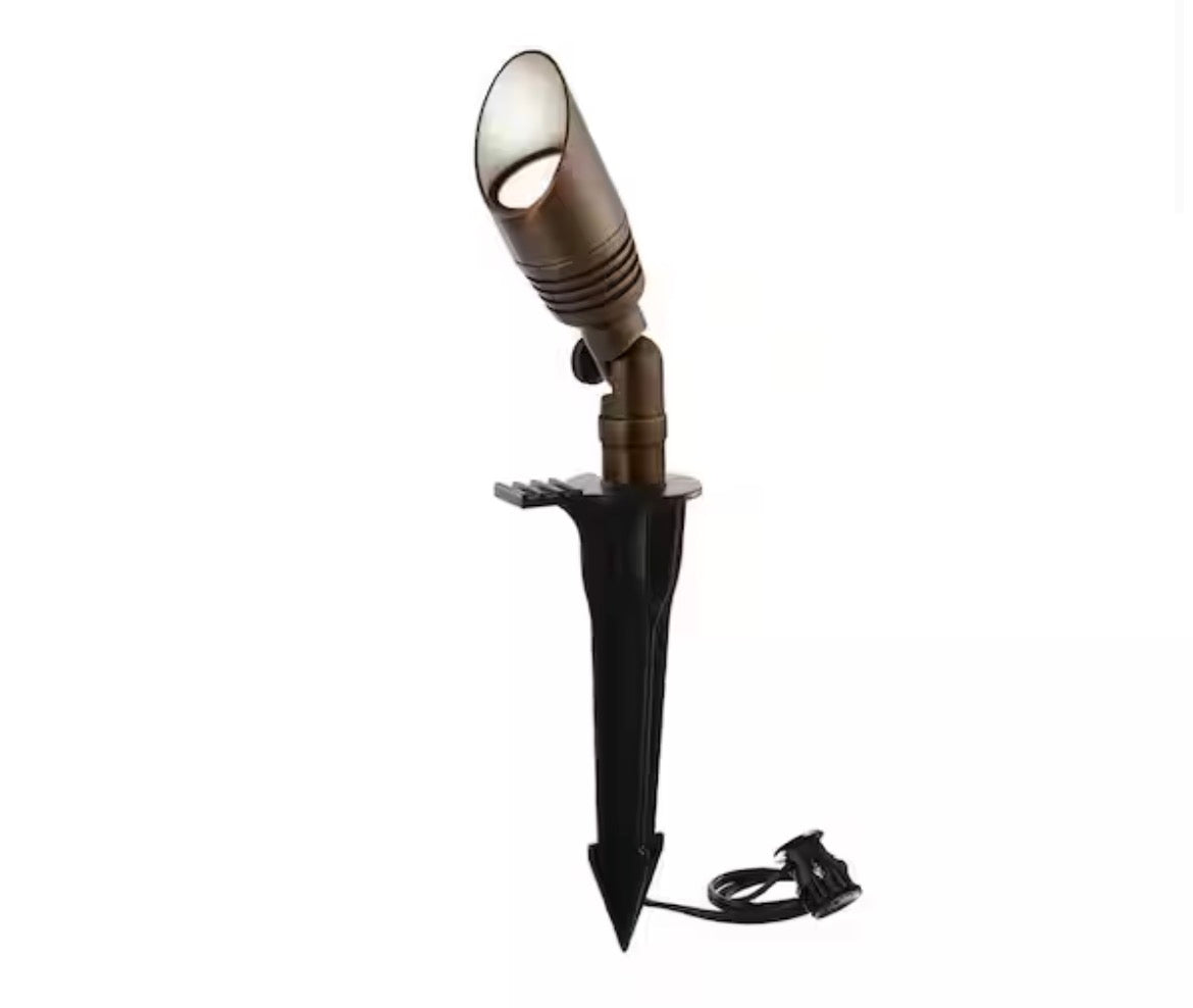 35-Watt Equivalent Low Voltage Brass Integrated LED 2700K Warm White Outdoor Landscape Spot Light