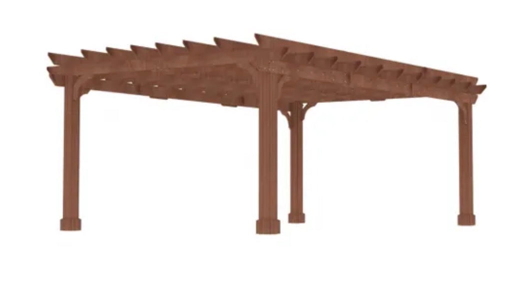 16 ft. W x 12 ft. D Cedar Wood Patio Pergola Shade Structure for Outdoor, Brown