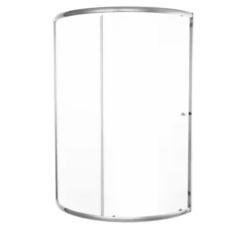 38 in. W x 70 in. H Round Sliding Framed Corner Shower Enclosure in Chrome with Clear Glass