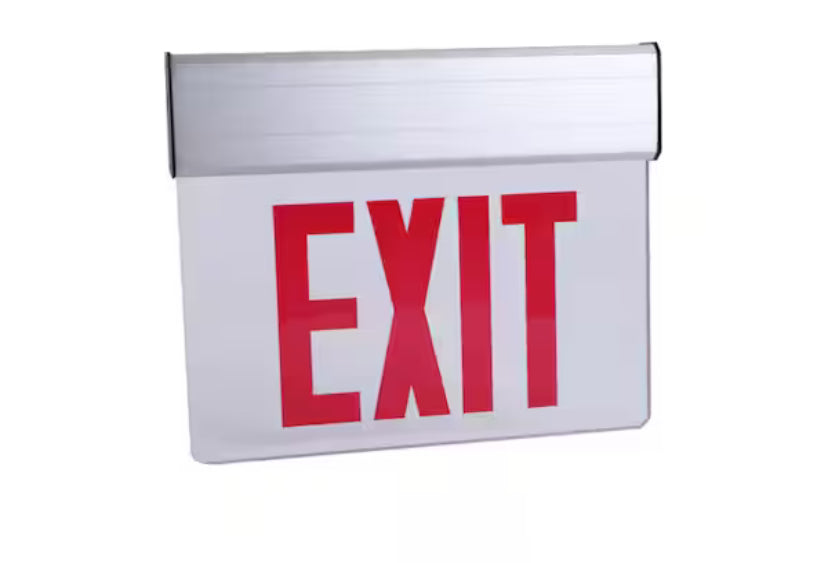 120-Volt to 277-Volt with Ni-Cad 4.8-Volt Edge Lit Integrated LED Red Exit Sign