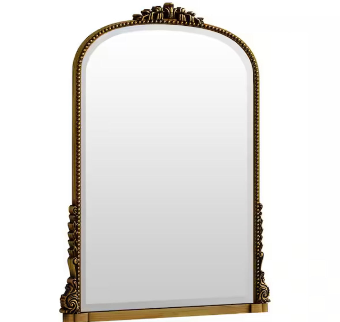 Antique Gold 28 in. W x 40 in. H Arched Modern Polyurethane Framed with Decoration Antique Vanity Mirror Wall Mirror