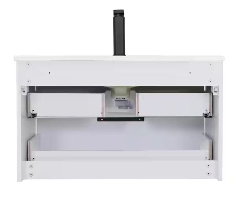 30 in. W x 18.1 in. D x 18.1 in. H Single Sink Bath Vanity in White without Top