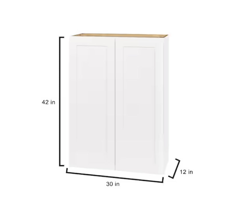 Avondale 30 in. W x 12 in. D x 42 in. H Ready to Assemble Plywood Shaker Wall Kitchen Cabinet in Alpine White