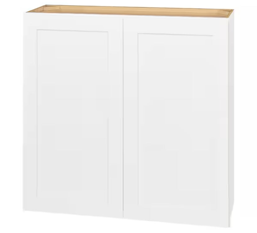 Avondale Shaker Alpine White Quick Assemble Plywood 36 in Wall Kitchen Cabinet (36 in W x 36 in H x 12 in D)