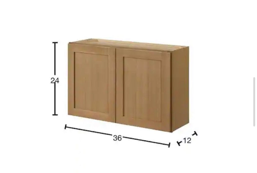 Avondale 36 in. W x 12 in. D x 24 in. H Ready to Assemble Plywood Shaker Wall Bridge Kitchen Cabinet in White Oak