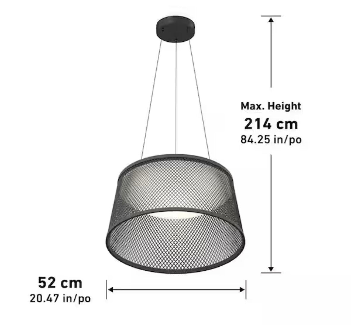 Adrian 23-Watt 1 Light Black Modern 3 CCT Integrated LED Pendant Light Fixture for Dining Room or Kitchen