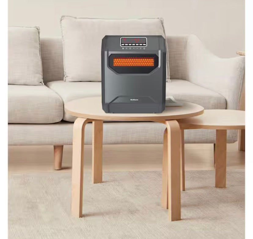 Electric 6 Element Infrared Space Heater Black Plastic