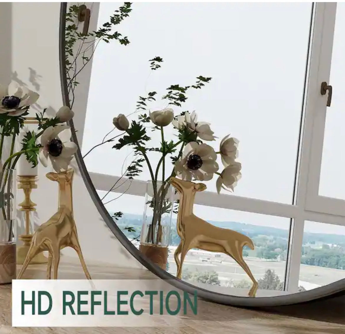 30 in. W x 30 in. H Round Aluminum Alloy Framed Black Wall Mirror