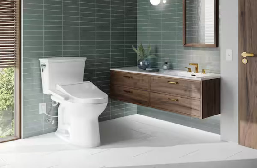 KC2 Washlet Electric Heated Bidet Toilet Seat for Elongated Toilet in Cotton White