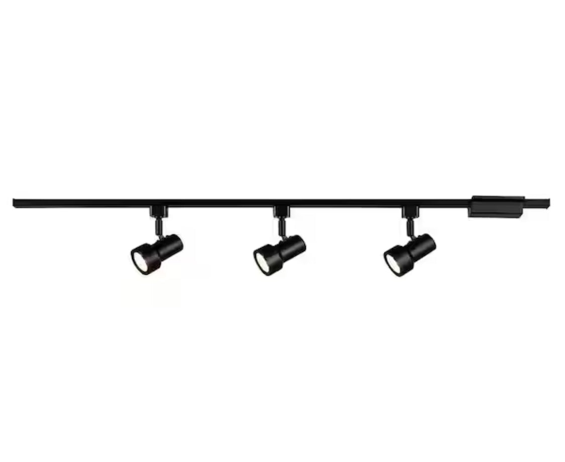 Black Integrated LED Linear Track Step Head Flared 3-Light