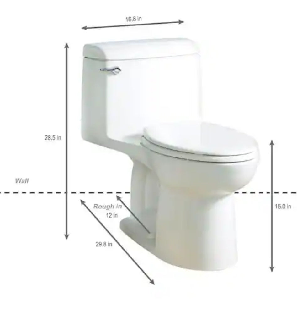 Champion Four 1-Piece 1.6 GPF Single Flush Elongated Toilet in White, Seat Included