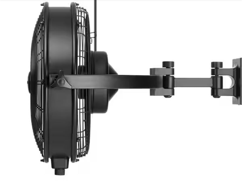 18 in. Wet Rated Indoor/Outdoor Matte Black Wall Fan With Remote