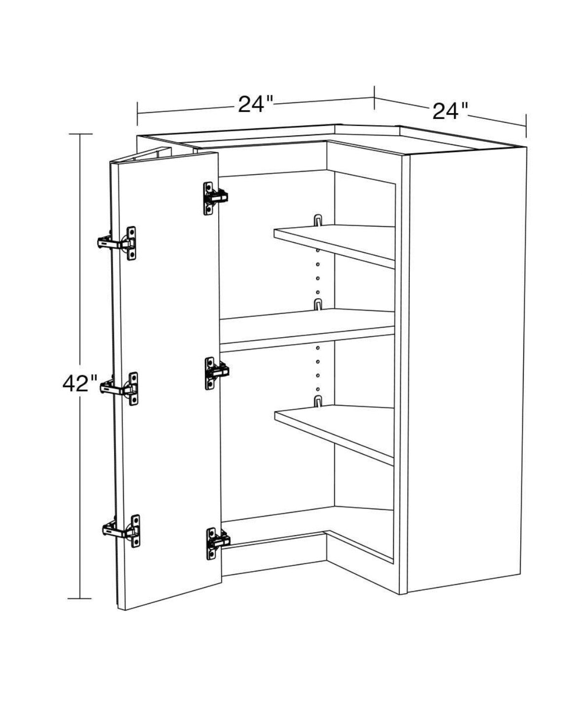 24 in. W x 24 in. D x 42 in. H Ready to Assemble Plywood Shaker Diagonal Corner Kitchen Cabinet in Dove Gray