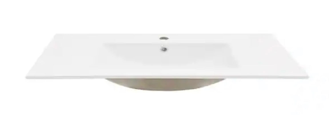 24 in. W x 18.1 in. D Single Sink White Ceramic Top and Drain