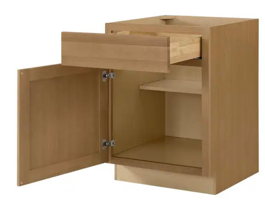 Avondale 24 in. W x 24 in. D x 34.5 in. H Ready to Assemble Plywood Shaker Base Kitchen Cabinet in White Oak