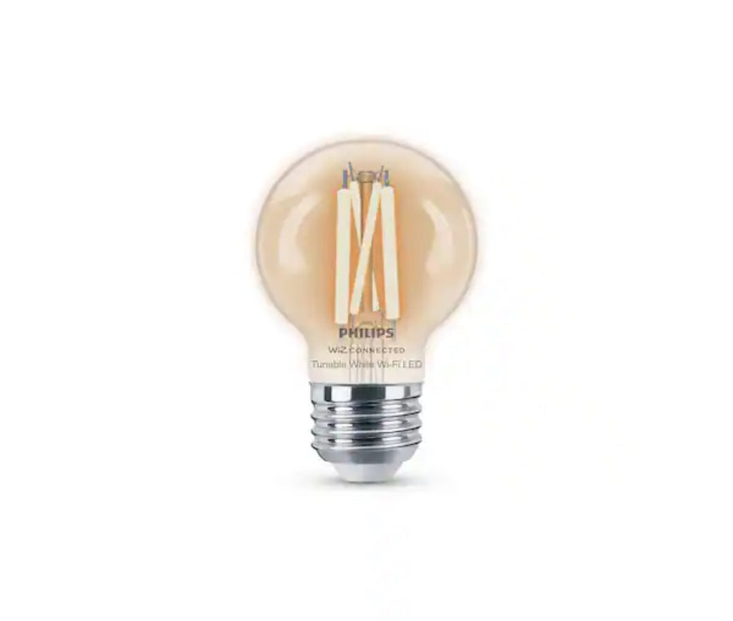 60-Watt Equivalent G25 Smart Wi-Fi LED Vintage Edison Tuneable White Light Bulb Powered by WiZ with Bluetooth (1-Pack)