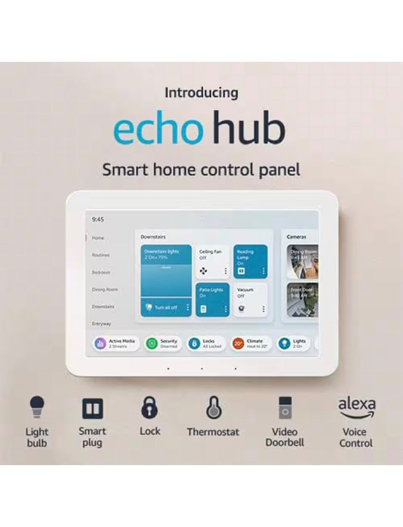 Echo Hub 8 in. Smart Home Control Panel with Alexa Compatible with Over 140,000 Devices