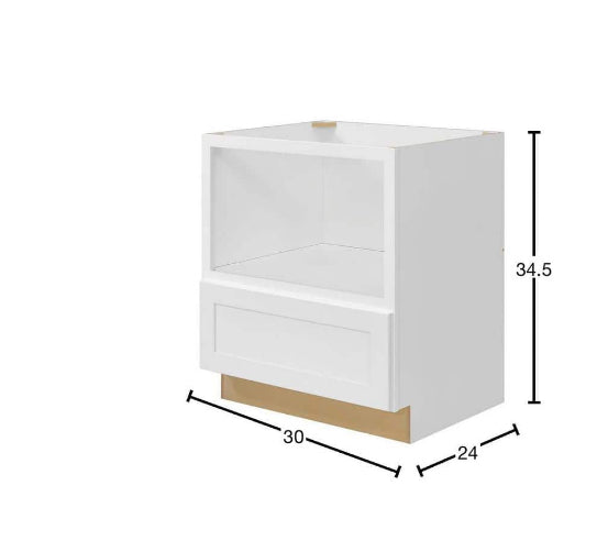 Avondale 30 in. W x 24 in. D x 34.5 in H Ready to Assemble Plywood Shaker Microwave Base Kitchen Cabinet in Alpine White