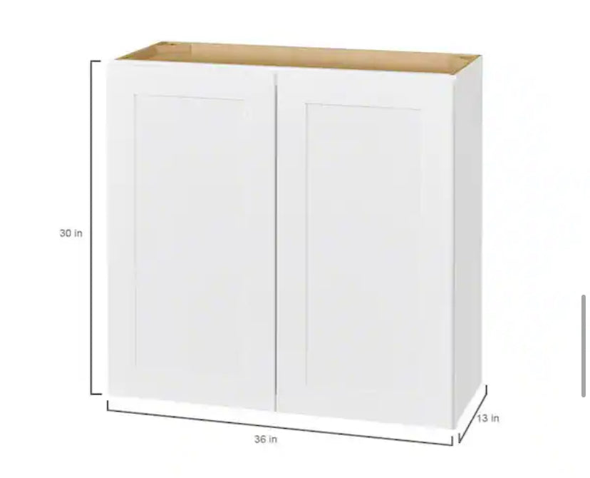 Avondale Shaker Alpine White Ready to Assemble Plywood 36 in Wall Kitchen Cabinet (36 in W x 30 in H x 12 in D)