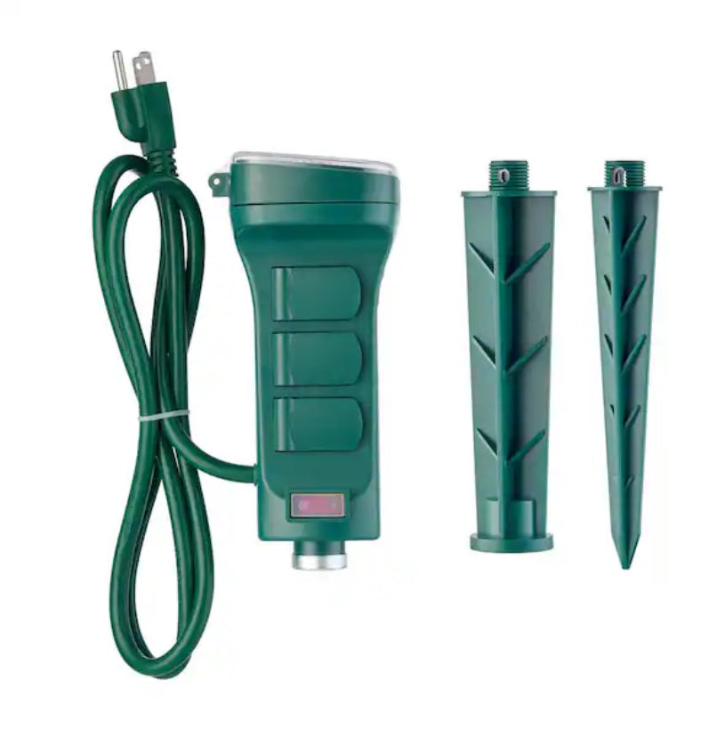 Smart Outdoor 4 ft. 6-Outlet Power Stake Powered by Hubspace