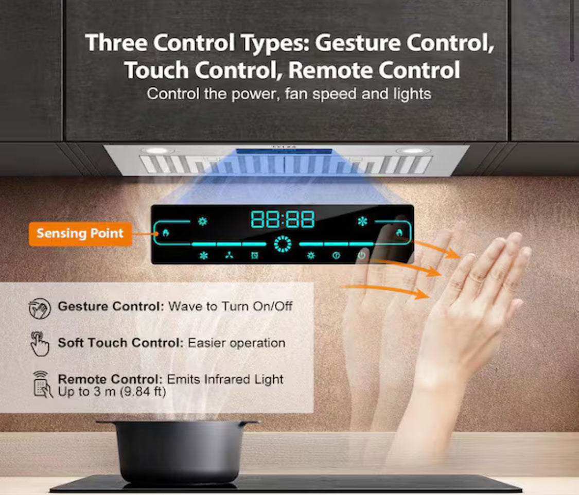 30 in. 900 CFM Convertible Ductless to Ducted Insert Range Hood in Stainless Steel with Charcoal Filter 2 3-Watt LED