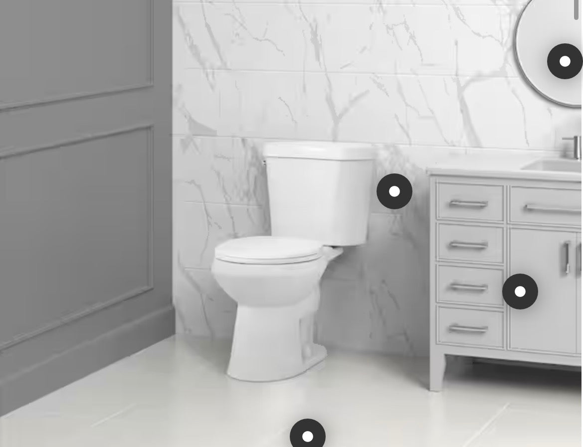12 in. Rough In 2-Piece 1.28 GPF Single Flush Round Toilet in White, Seat Included