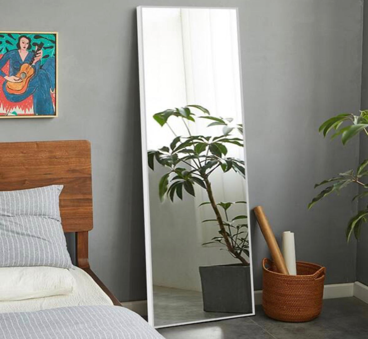 65 in. x 22 in. Classic Rectangle Aluminum Alloy Silver Framed Full-Length Mirror Floor Mirror