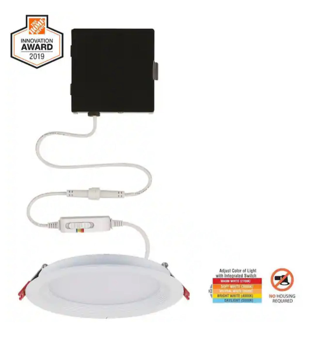 Slim Baffle 4 in. Adjustable CCT Canless New Construction & Remodel IC Rated Indoor/Outdoor LED Recessed Light Kit