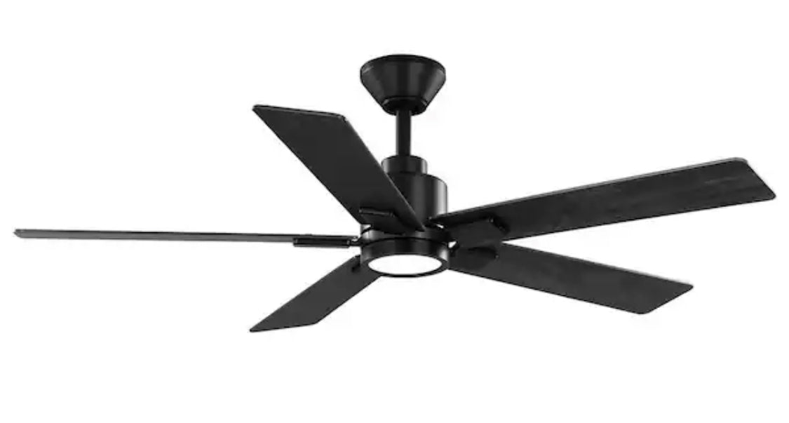 Zandra II 52 in. Smart Indoor/Outdoor Matte Black Ceiling Fan with Light Kit and Remote Included powered by Hubspace