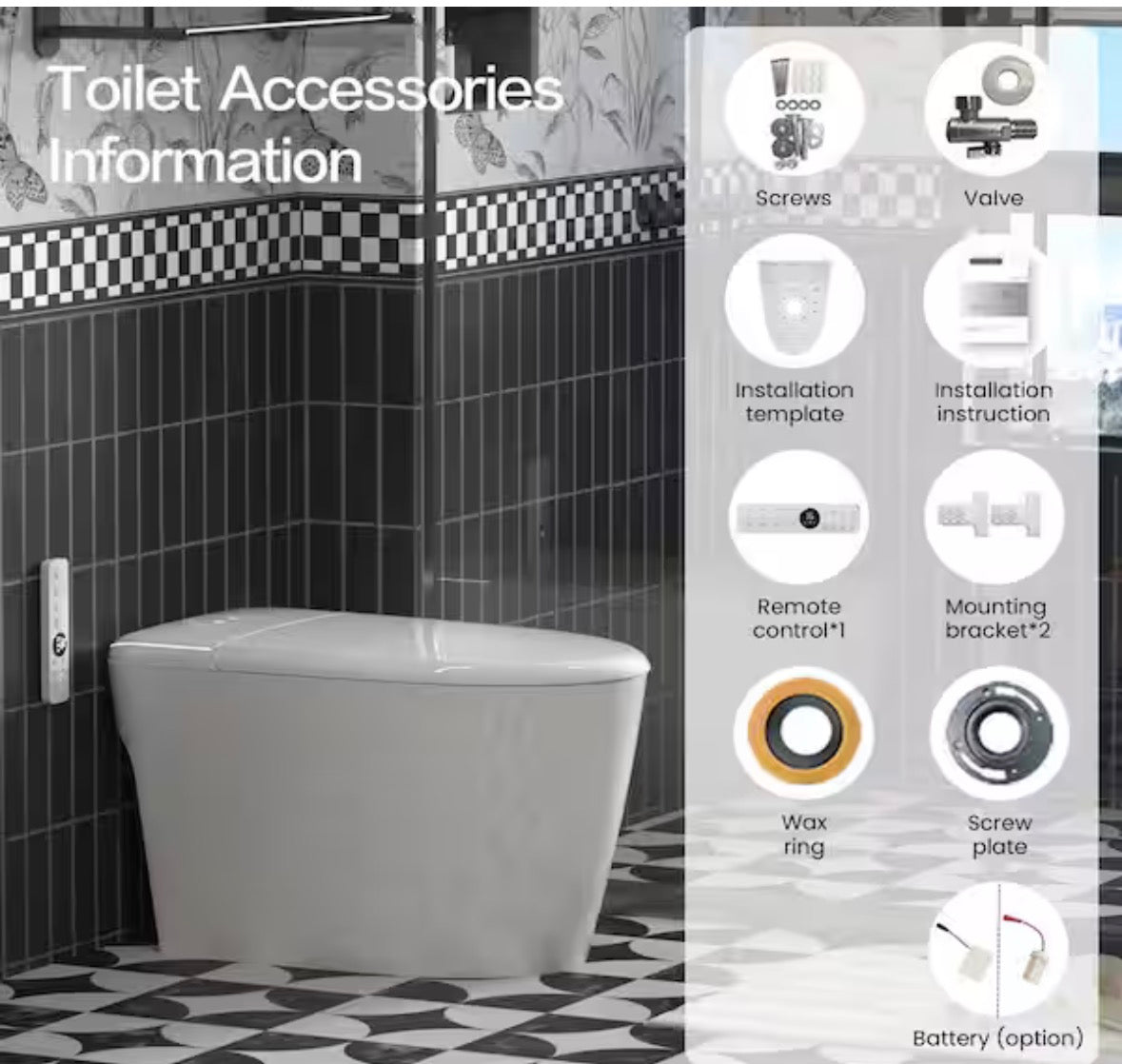 Elongated 1.28 GPF Smart Toilet with Bidet Built in White Bidet Toilet with Tank Auto Open Close Foot Sensor Heated Seat