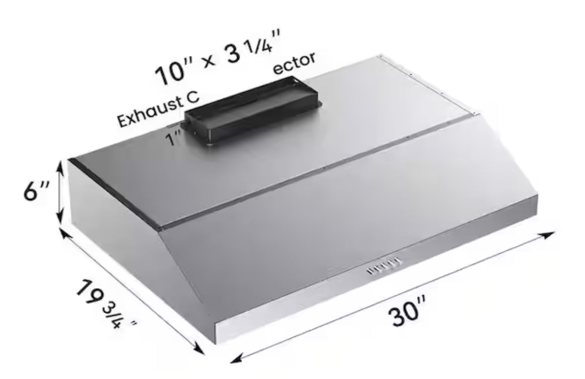 30 in. 600 CFM Ducted Under Cabinet Range Hood in Stainless Steel with Mesh Filters and Push Buttons