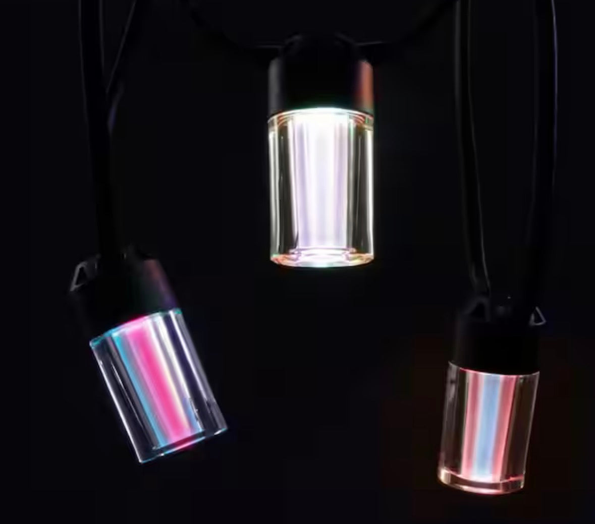 12-Light 24 ft. Outdoor Plug-In RGB Integrated LED Smart Wi-Fi String Light, Works with Alexa/Hey Google/HomeKit/Siri