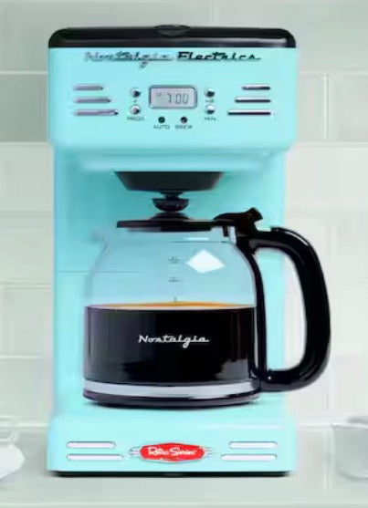 12-Cup Blue Coffee Maker with Pause and Serve Function