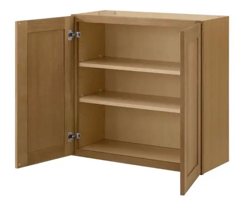 Avondale 30 in. W x 12 in. D x 30 in. H Ready to Assemble Plywood Shaker Wall Kitchen Cabinet in White Oak