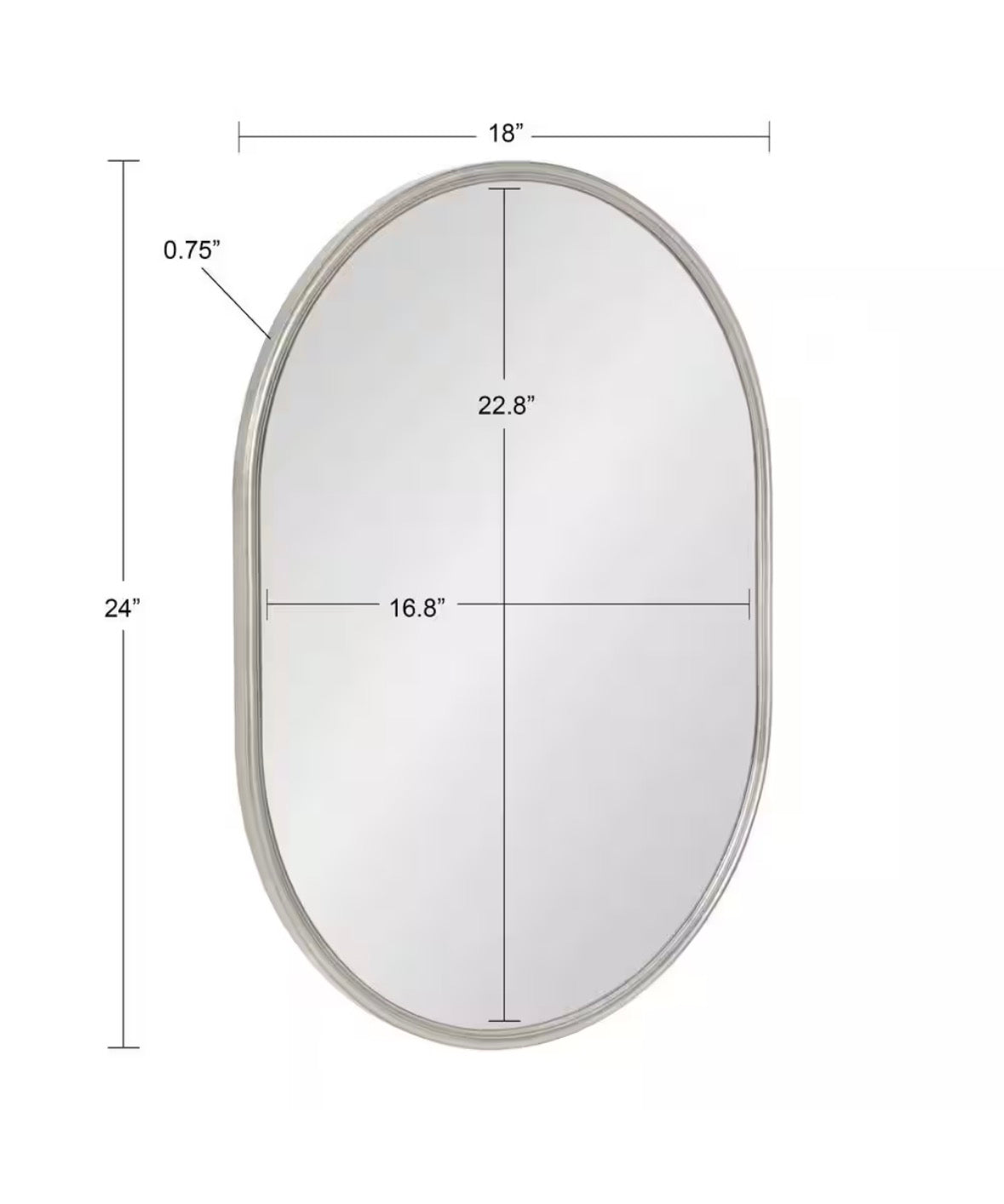 Caskill 24 in. x 18in. Classic Oval Framed Silver Wall Accent Mirror
