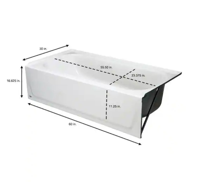 Maui 60 in. x 30 in. Soaking Bathtub with Right Drain in White