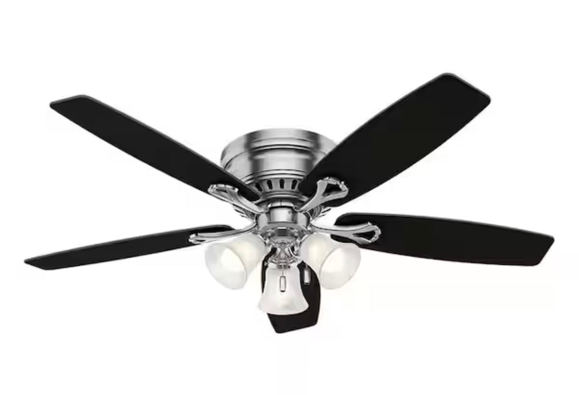 Oakhurst 52 in. LED Indoor Low Profile Brushed Nickel Ceiling Fan with Light Kit