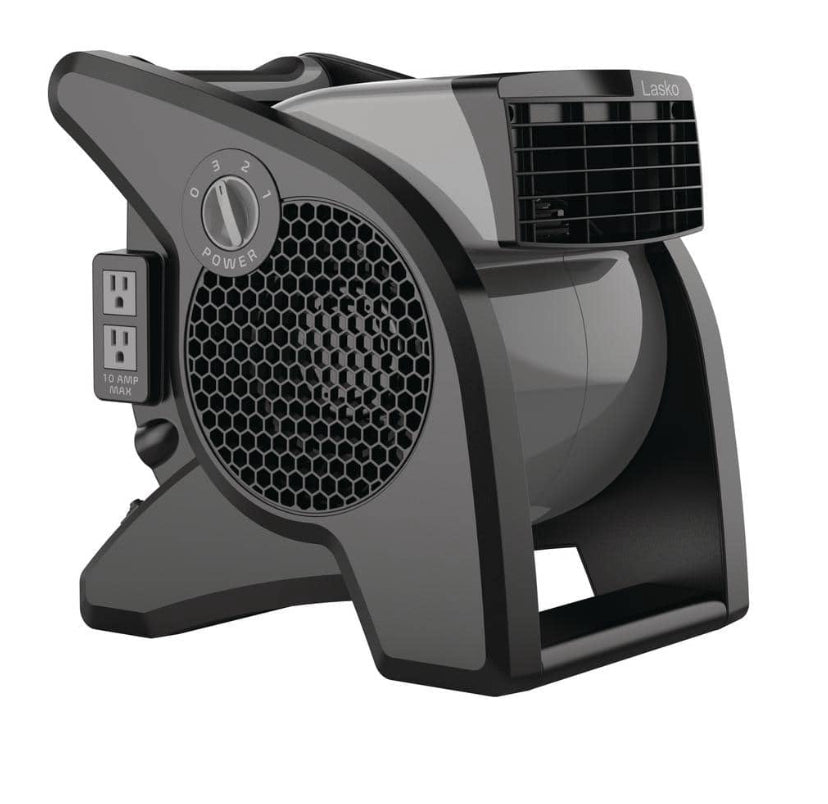 11.2 in. 3 Speeds Blower Fan in Gray with Carry Handle, Circuit Breaker, Power Outlets, High Velocity Utility Pivoting