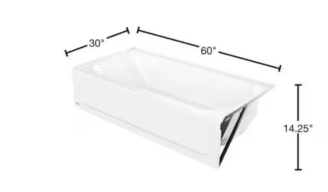 Aloha 60 in. x 30 in. Soaking Bathtub with Left Drain in White