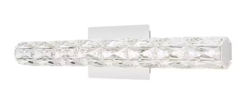 Keighley 18 in. Integrated LED Chrome Bathroom Vanity Light Fixture with Crystal Shade