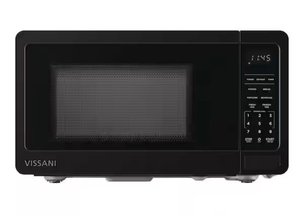 0.7 cu. ft. Electric 700-W Countertop Microwave in Black with Turntable, 6-Heating Functions, and 2-Step Lock System