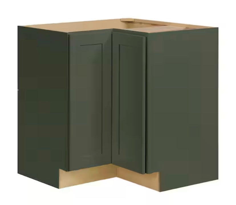 Avondale 36 in. W x 20 in. D x 34.5 in. H Ready to Assemble Plywood Shaker Lazy Susan Corner Cabinet in Fern Green