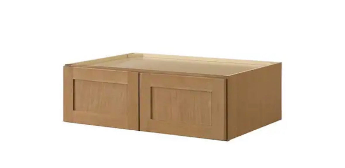 Avondale 36 in. W x 24 in. D x 12 in. H Ready to Assemble Plywood Shaker Wall Bridge Kitchen Cabinet in White Oak