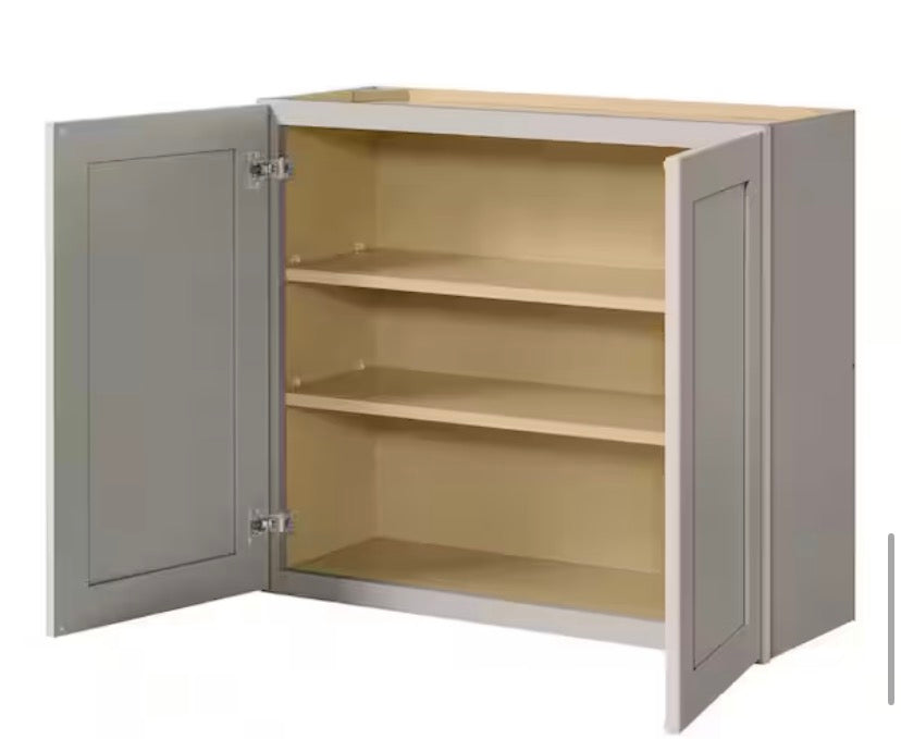 Avondale 33 in. W x 12 in. D x 30 in. H Ready to Assemble Plywood Shaker Wall Kitchen Cabinet in Dove Gray