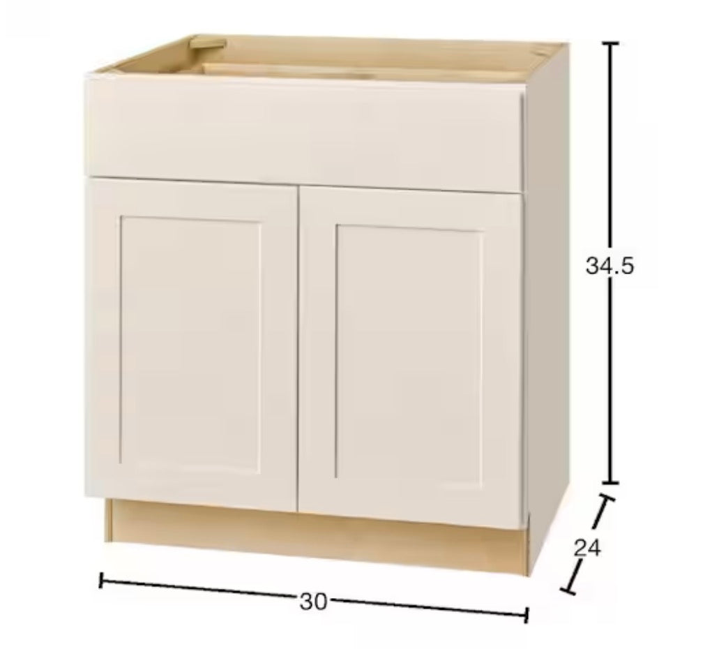 Avondale 30 in. W x 24 in. D x 34.5 in. H Ready to Assemble Plywood Shaker Base Kitchen Cabinet in Antique White